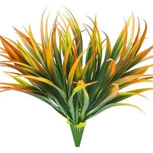 6Pcs Artificial Grass Fake Plants 17.3in Outdoor Plastic Plants UV Resistant